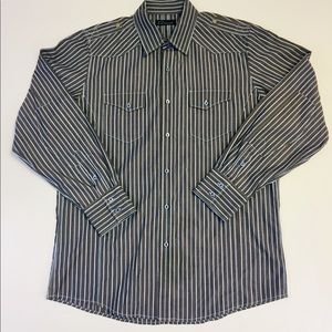 7 Diamonds Dress Shirt Mens L Striped Gray NWOT